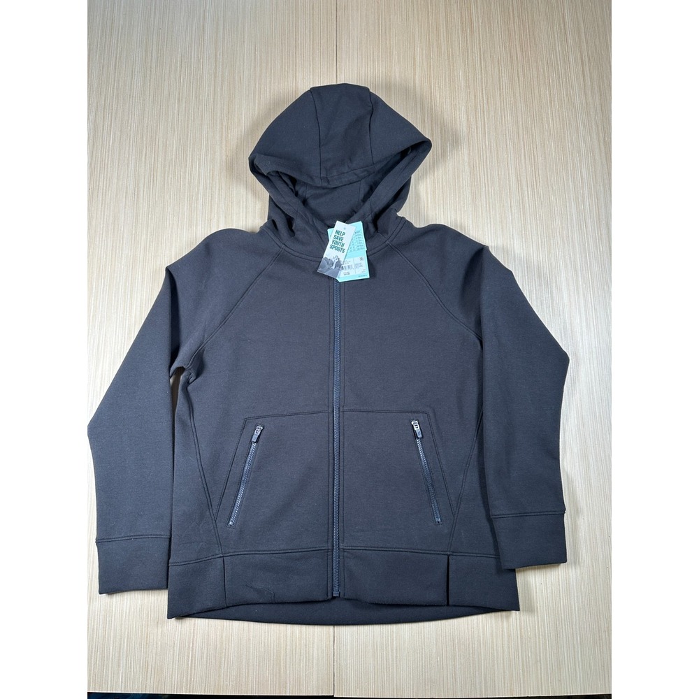 DSG Hoodie Girls Large 14 Pure Black Sport Fleece Lined Sweatshirt Full Zip